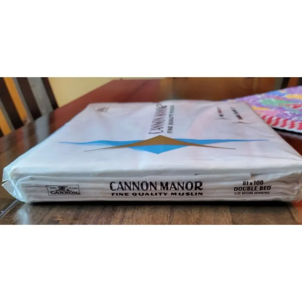 Cannon Manor Fine Quality Muslin Double Bed Flat Sheet 100% Cotton USA 81 x 108